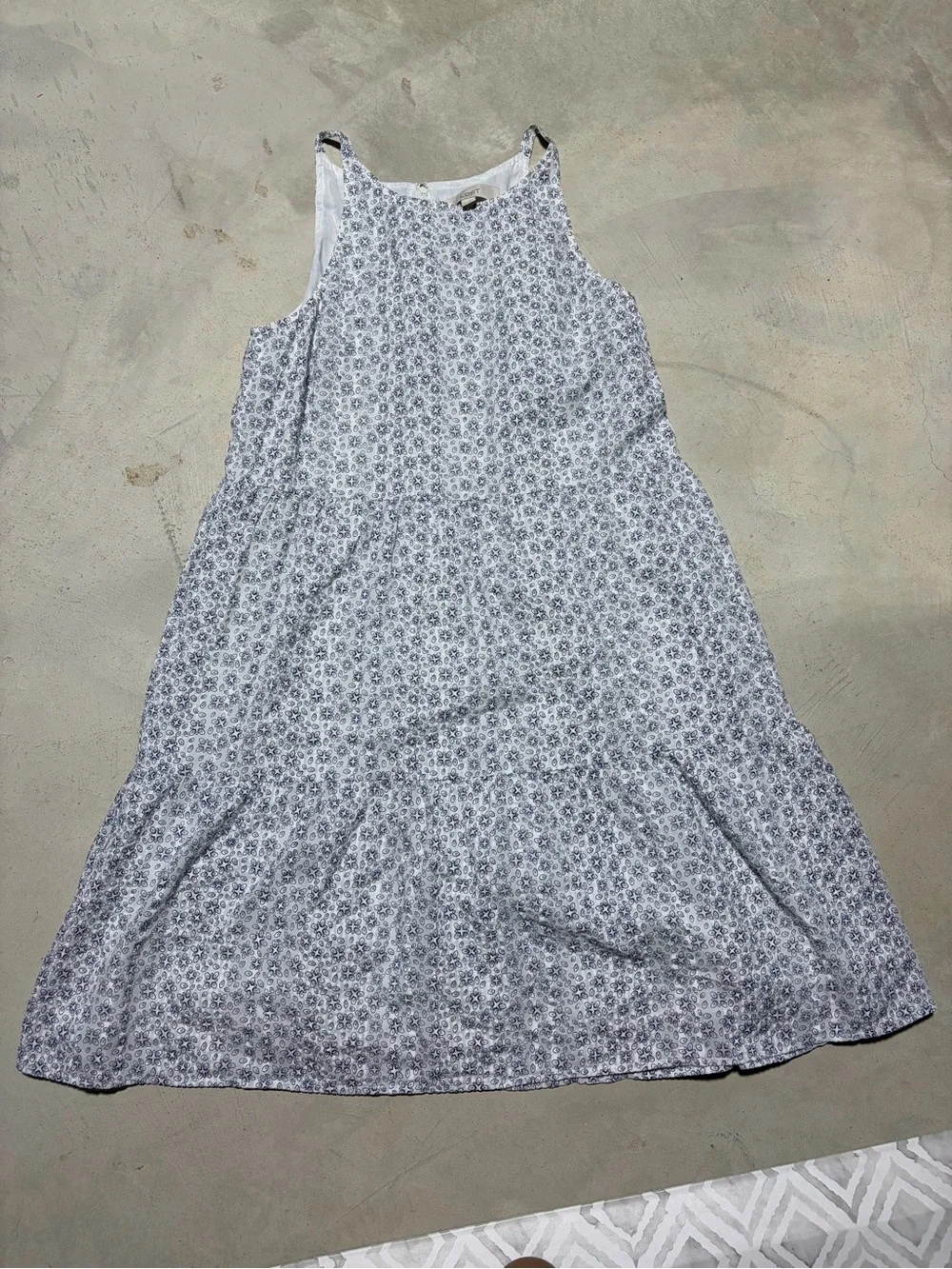 Loft white Floral Tiered cotton Sundress medium